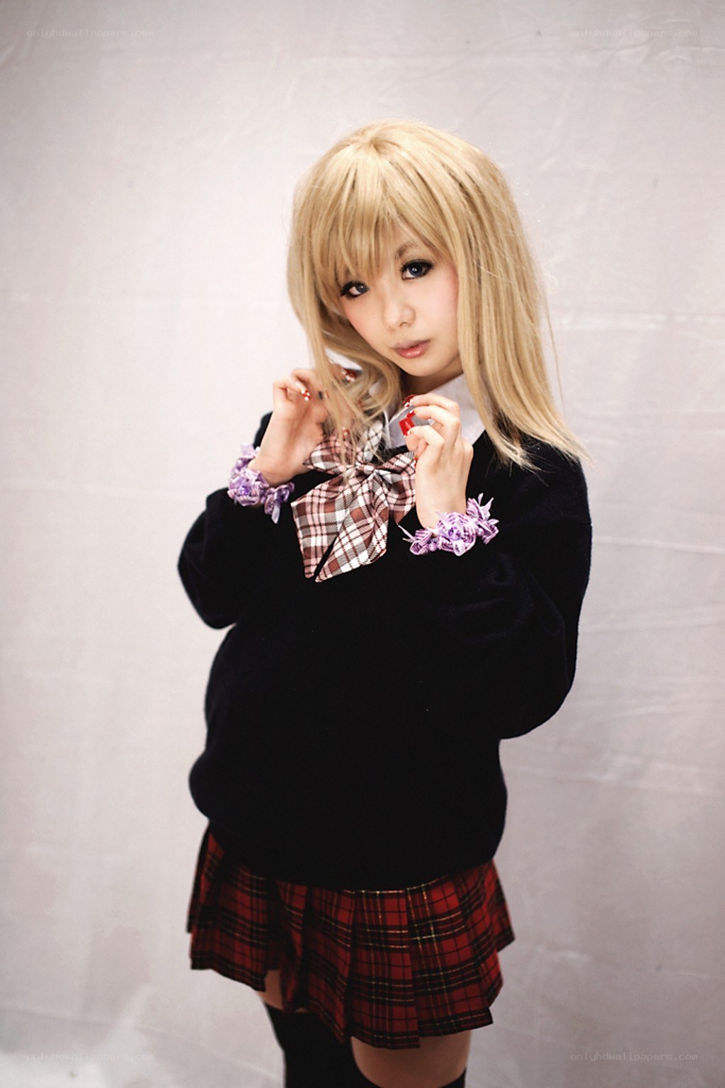 cosplayer in school uniform