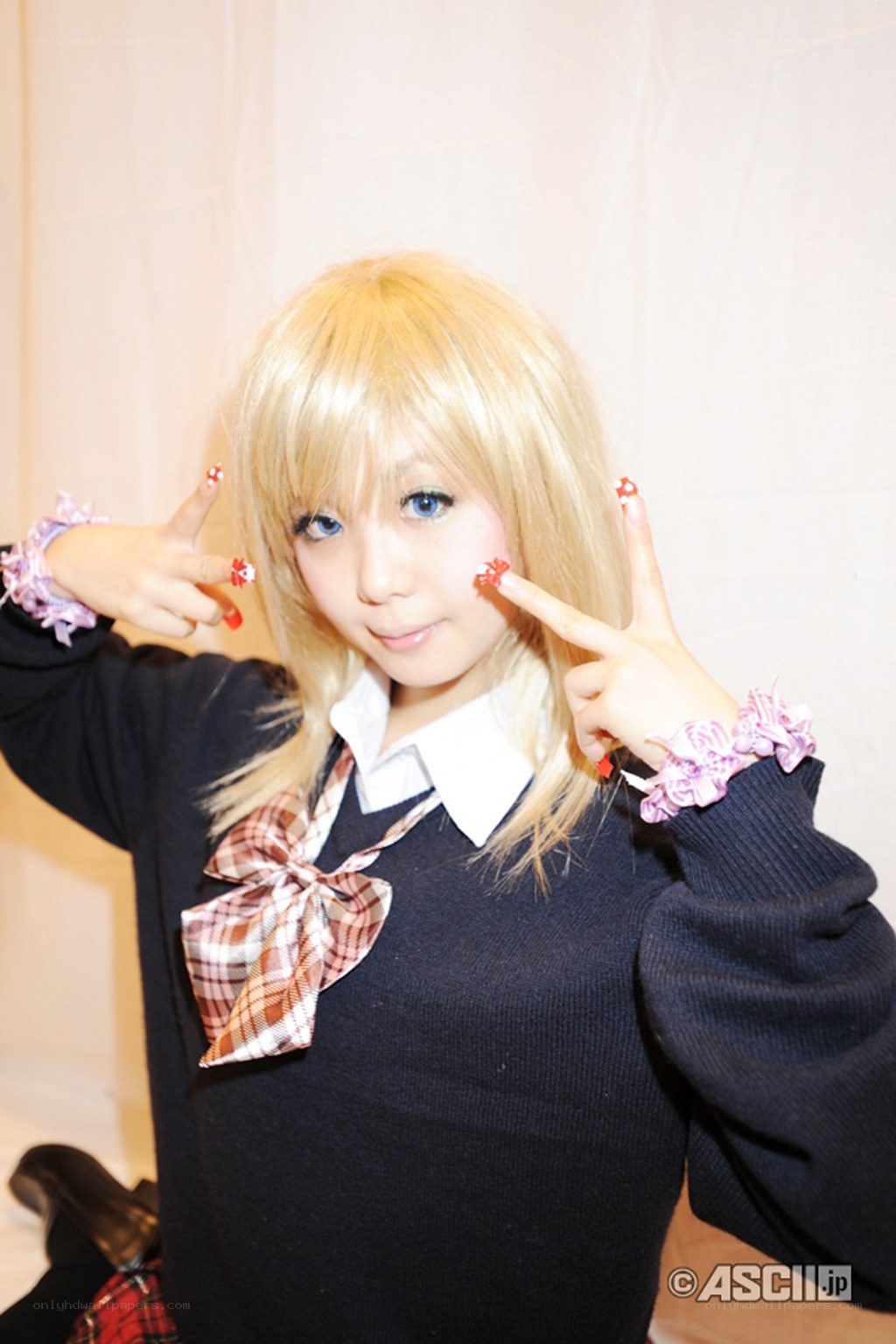 cosplayer in school uniform