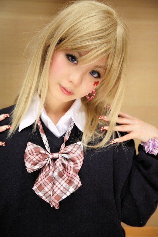 cosplayer in school uniform