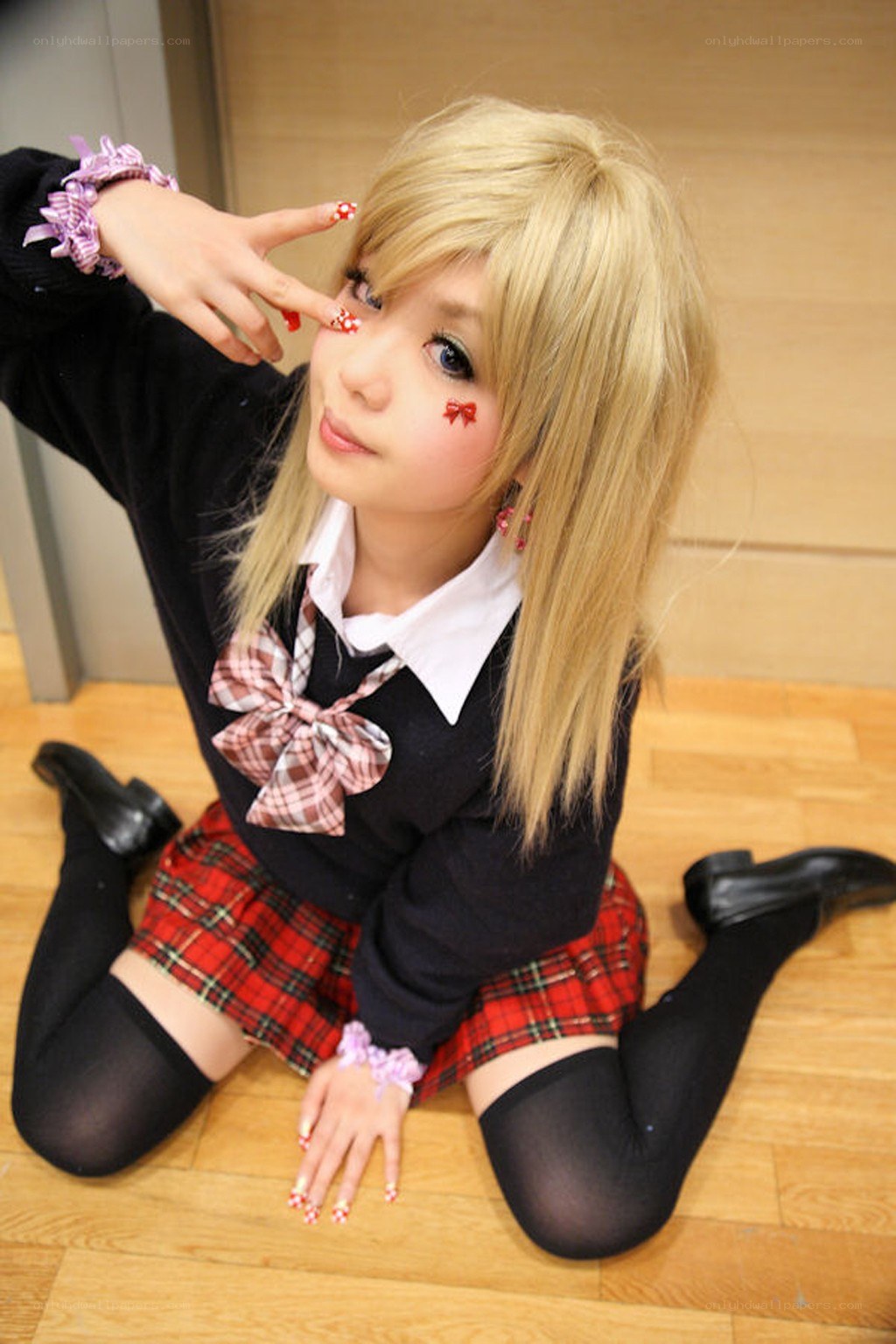 cosplayer in school uniform