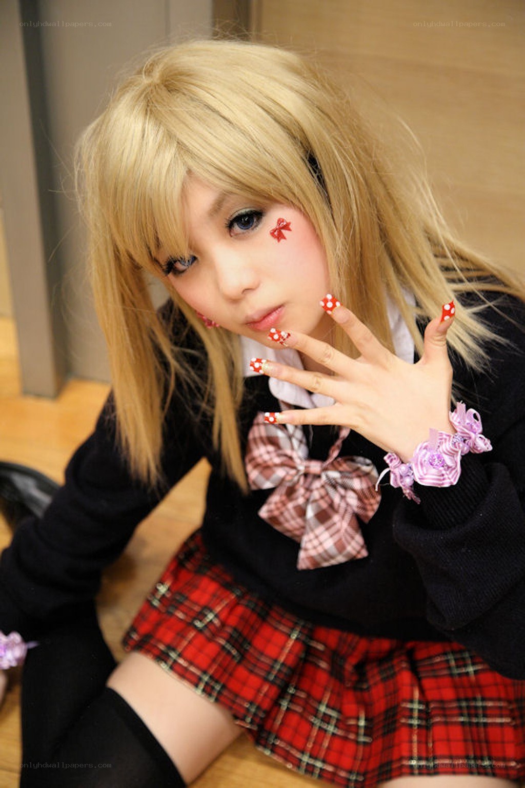 cosplayer in school uniform