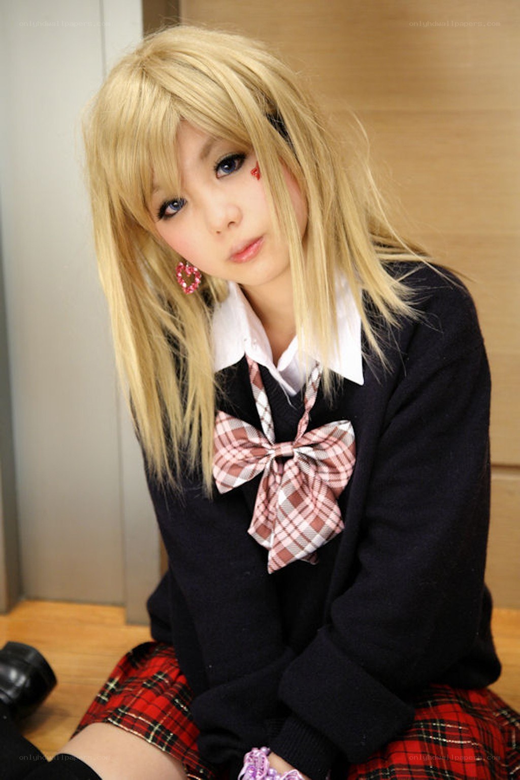 cosplayer in school uniform