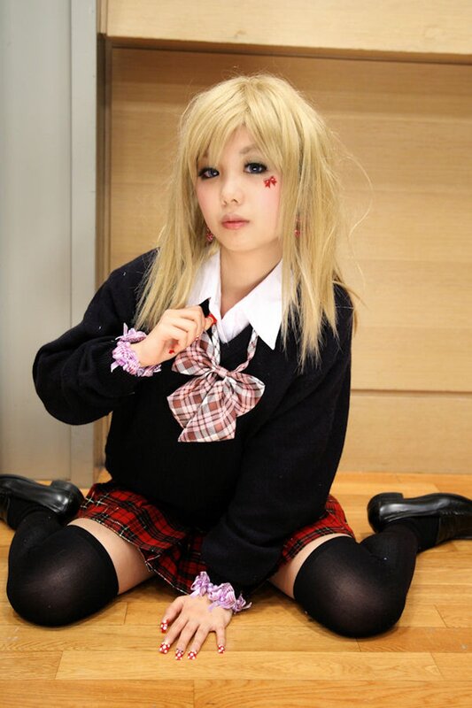 cosplayer in school uniform