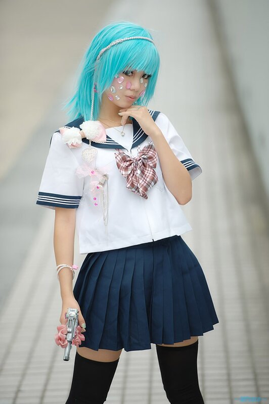 cosplayer in school uniform