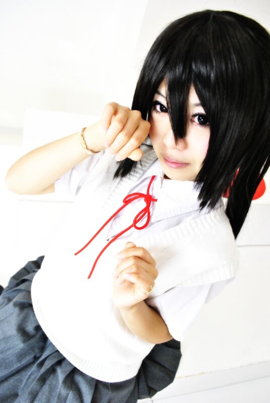 cosplayer in school uniform