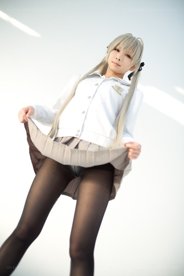 cosplayer in school uniform