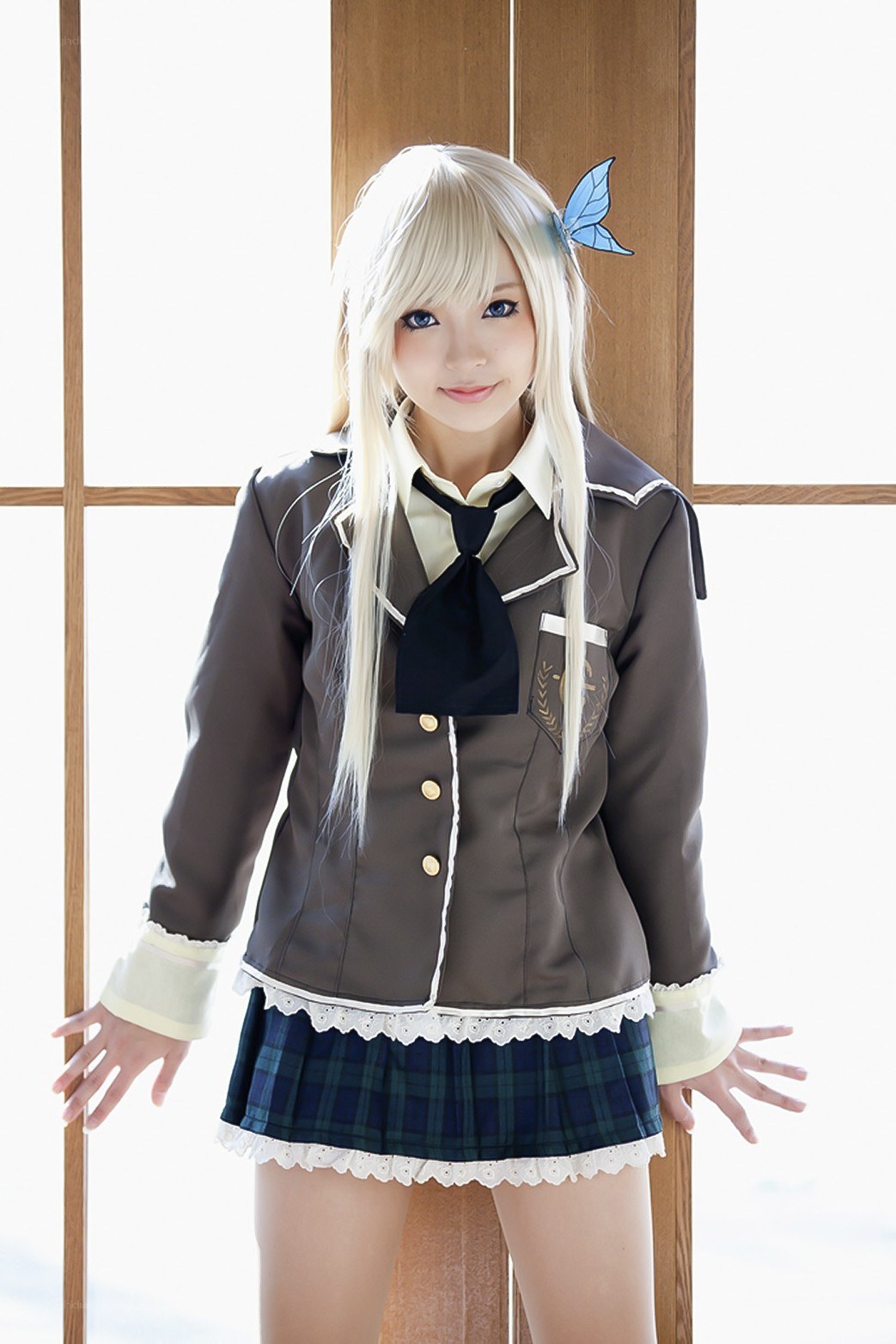 cosplayer in school uniform