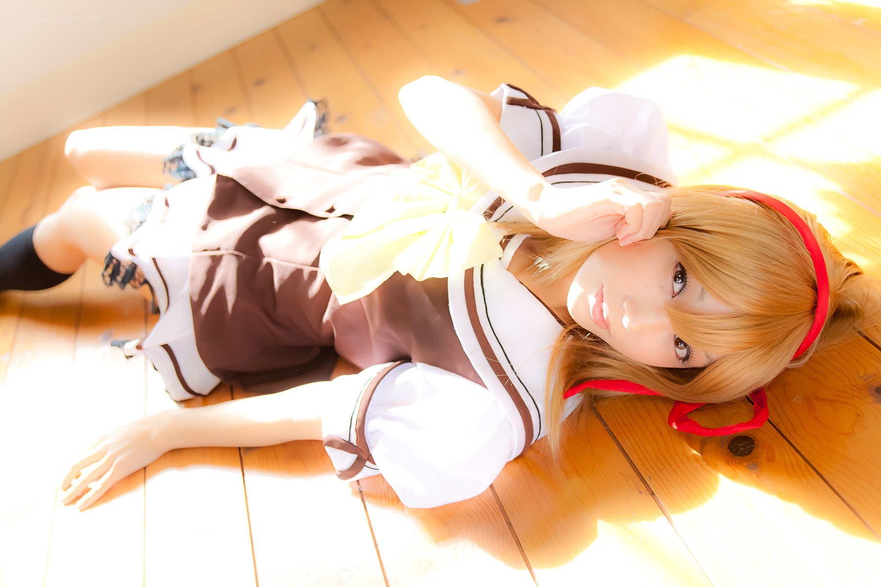 cosplayer in school uniform
