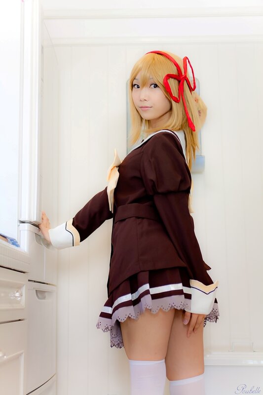 cosplayer in school uniform