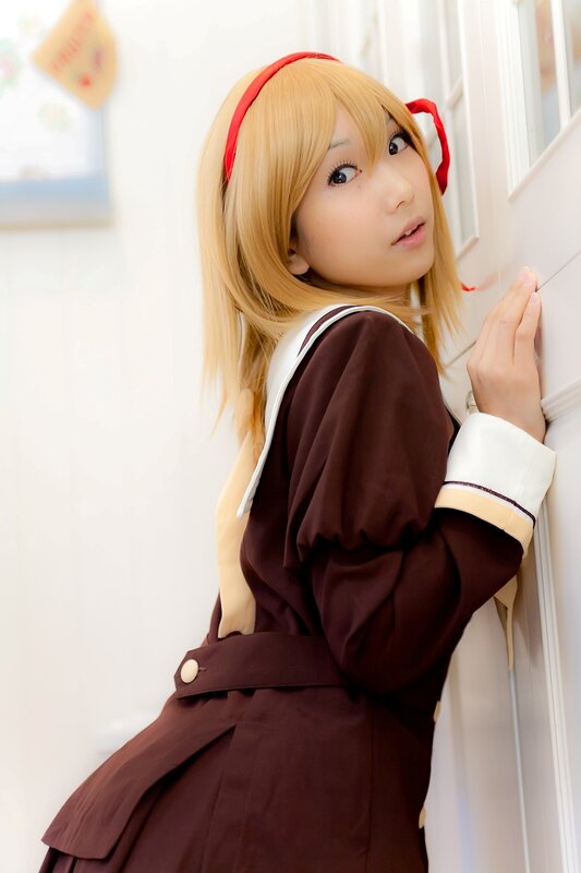 cosplayer in school uniform