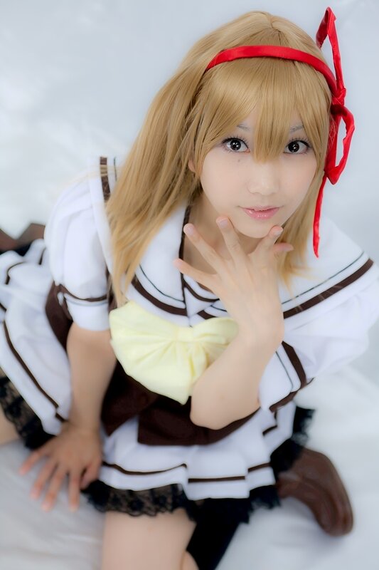 cosplayer in school uniform