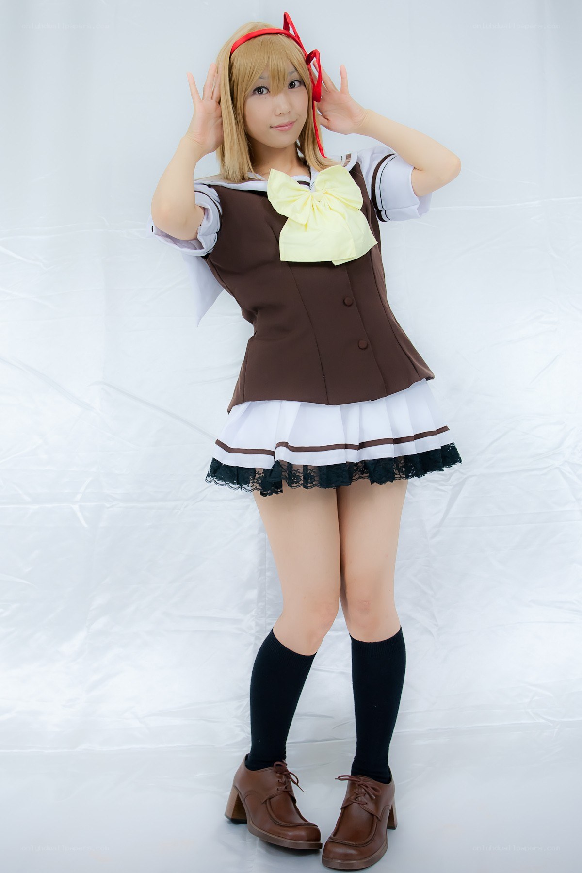 cosplayer in school uniform
