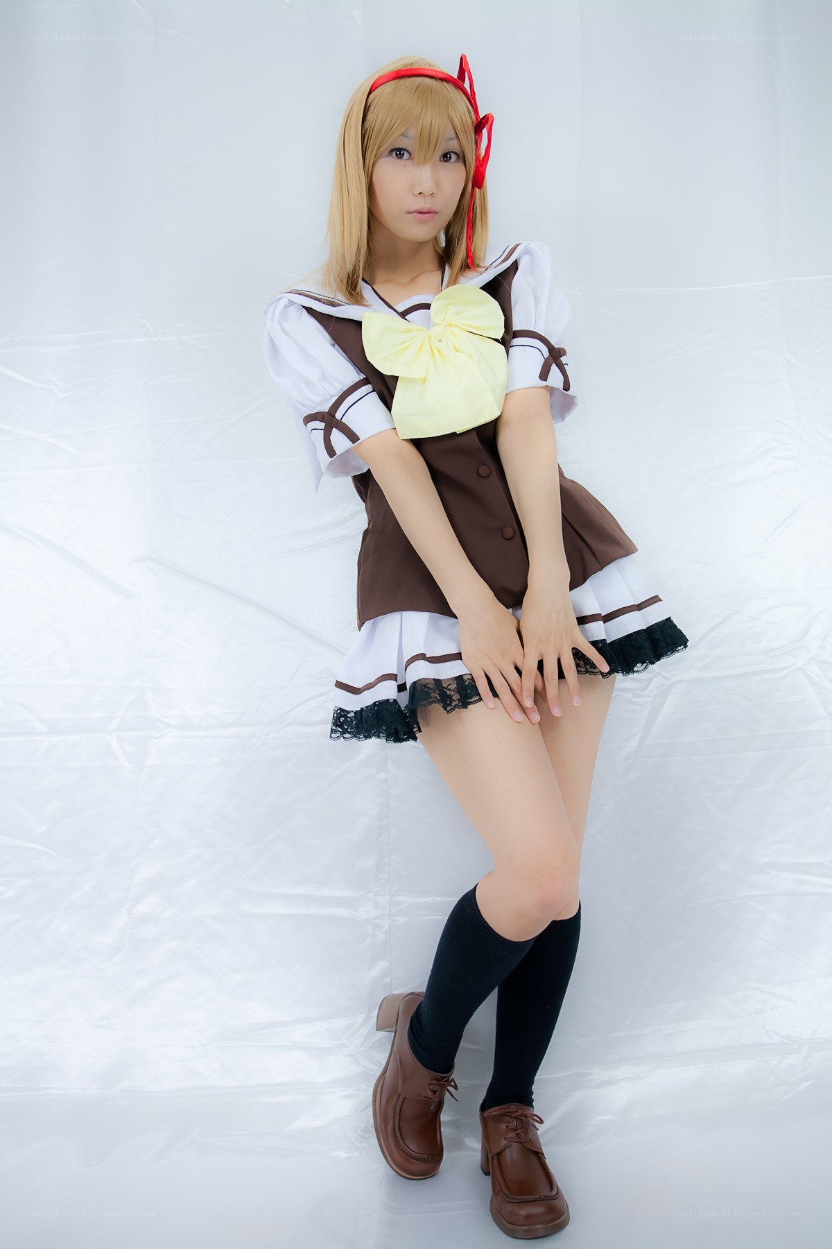 cosplayer in school uniform