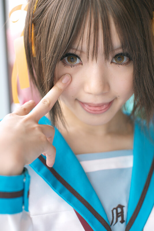 cosplayer in school uniform