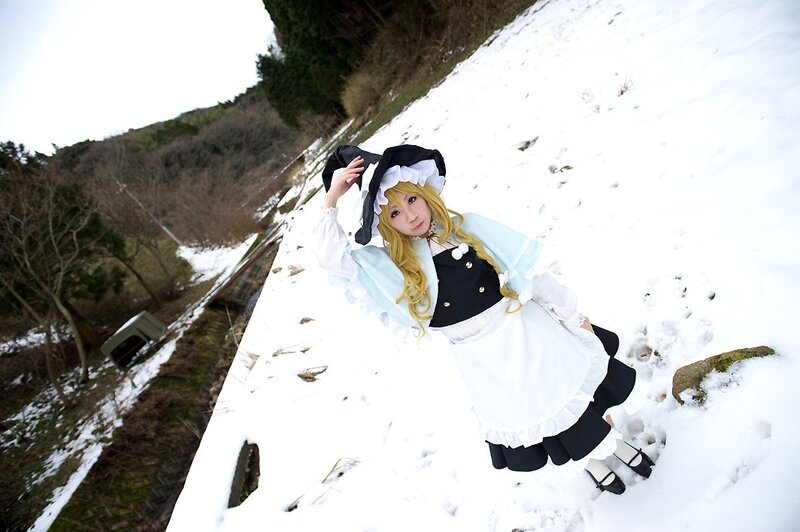 cosplayer in snow
