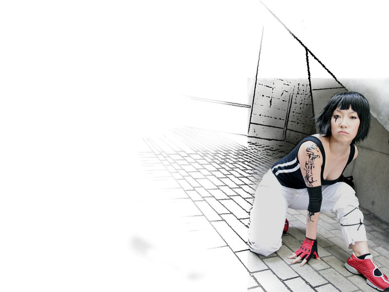 cosplayer in urban setting