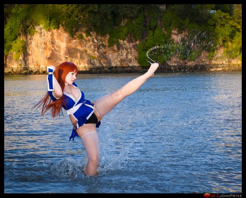 cosplayer in water kick
