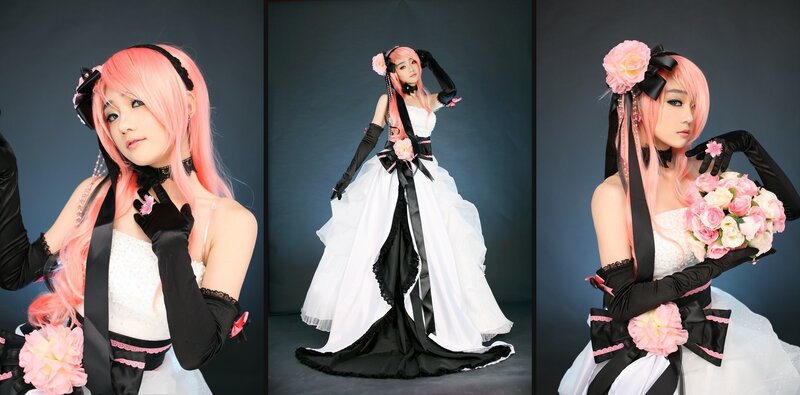 cosplayer in wedding dress