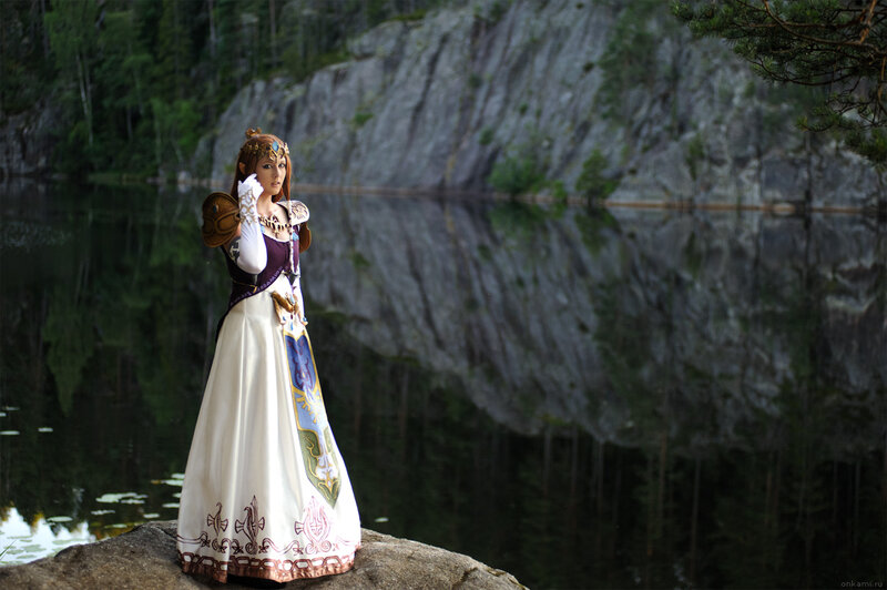 Cosplayer in White Gown