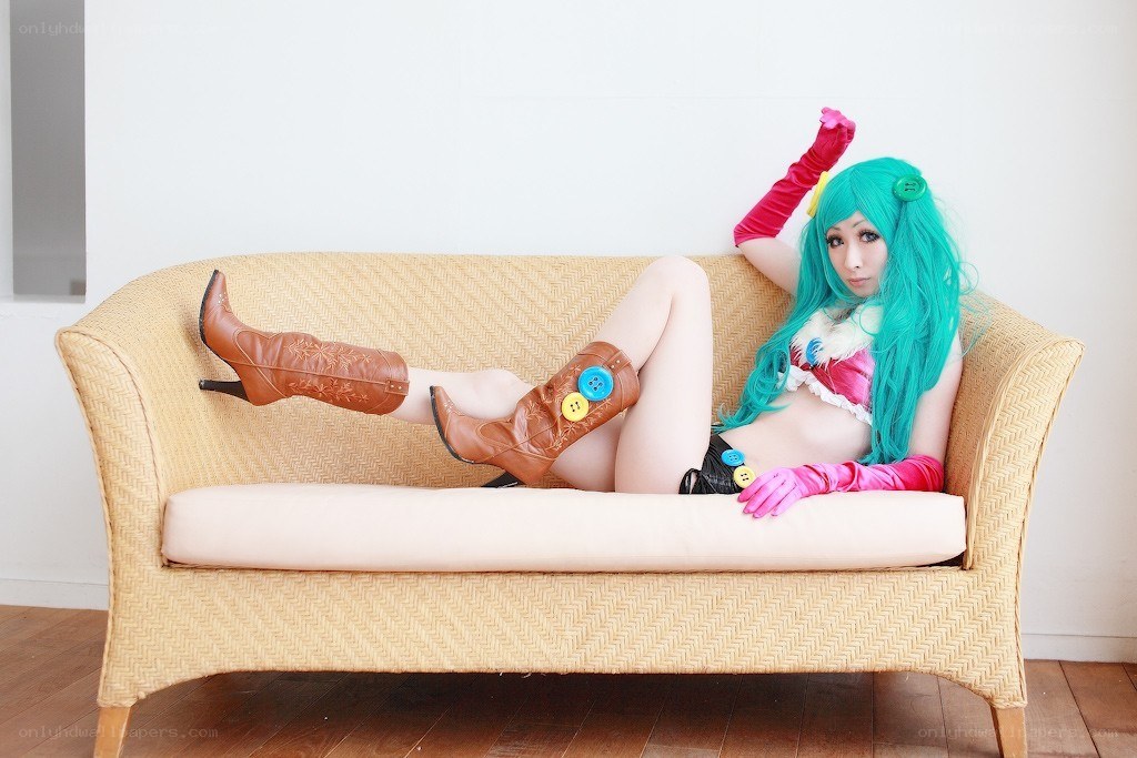 cosplayer on a sofa