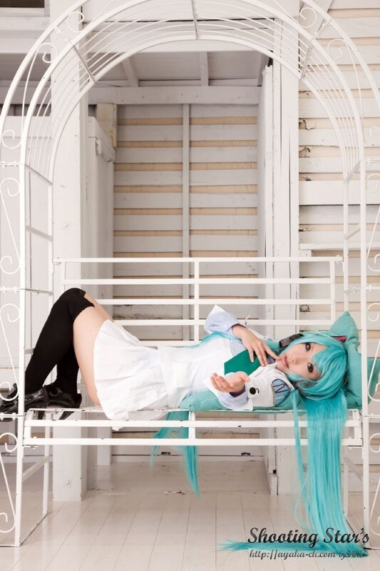 Cosplayer on Bench