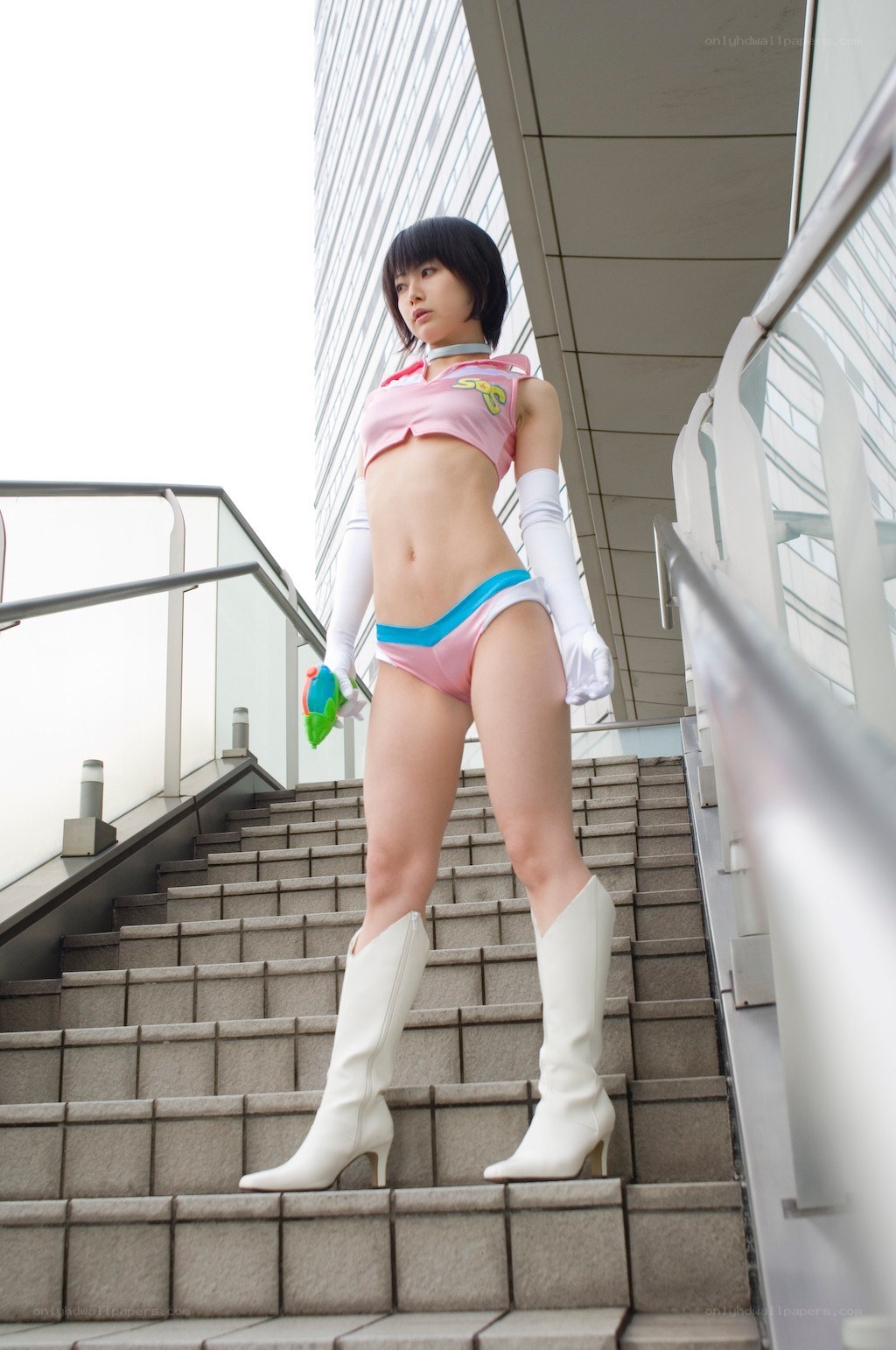 cosplayer on outdoor stairs