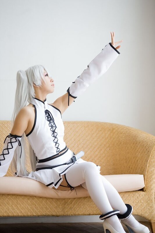 Cosplayer on Sofa — White