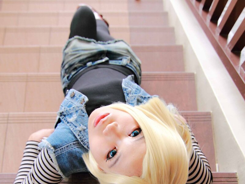 cosplayer on stairs