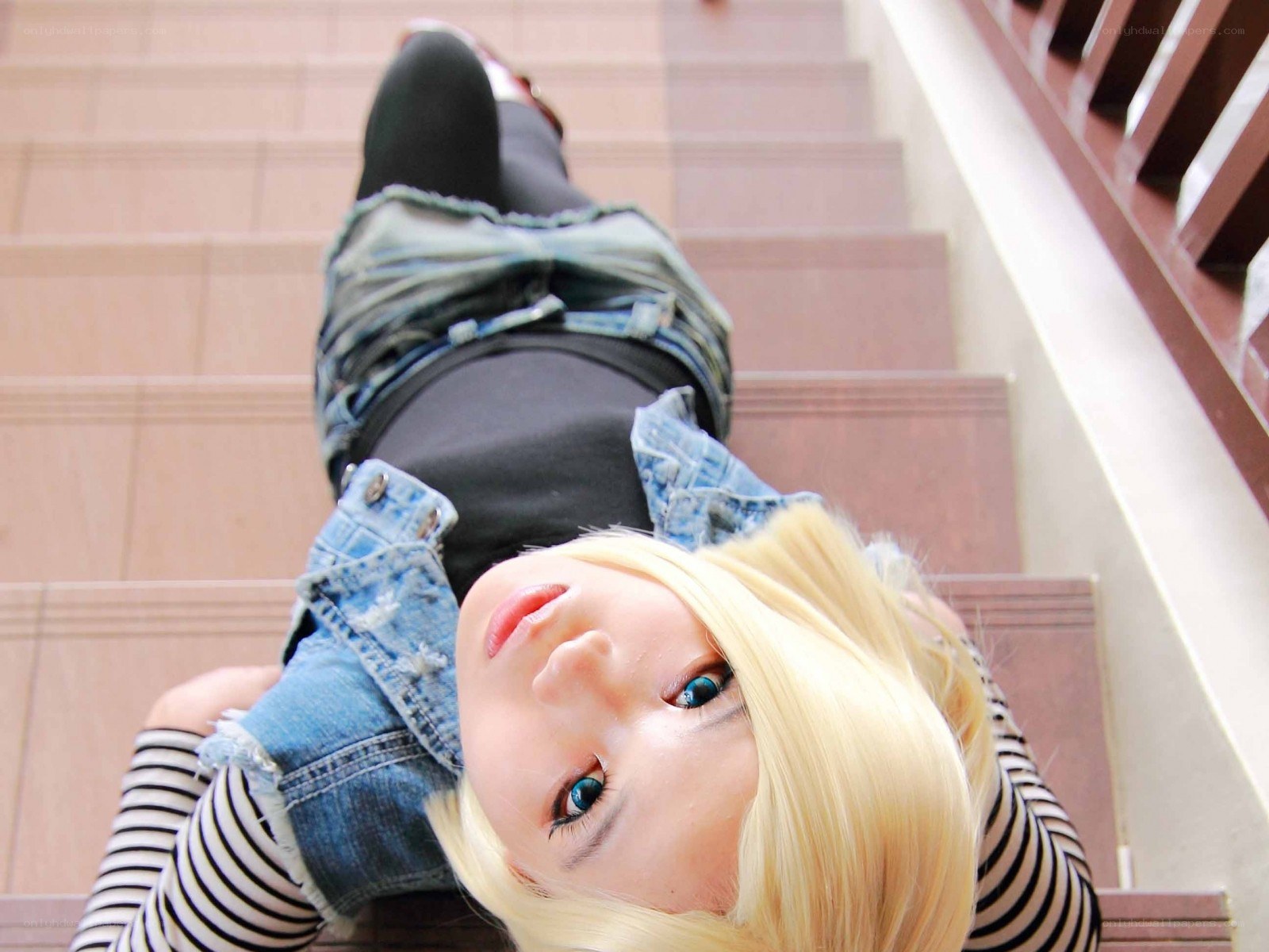 cosplayer on stairs