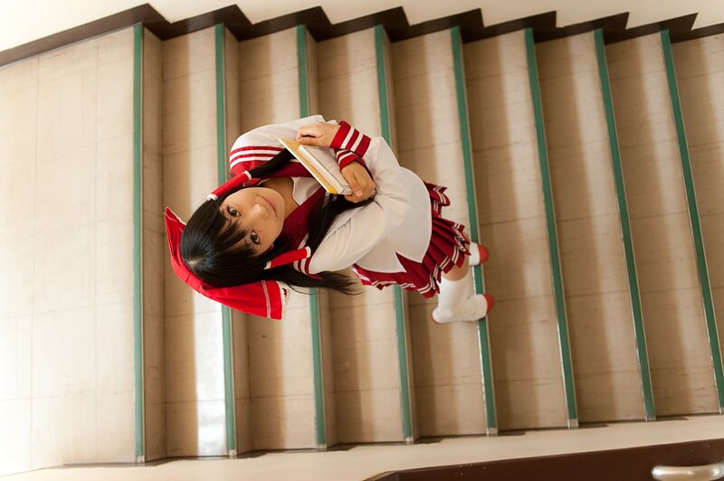 cosplayer on stairs