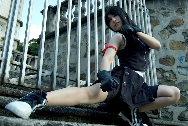 cosplayer on stone steps