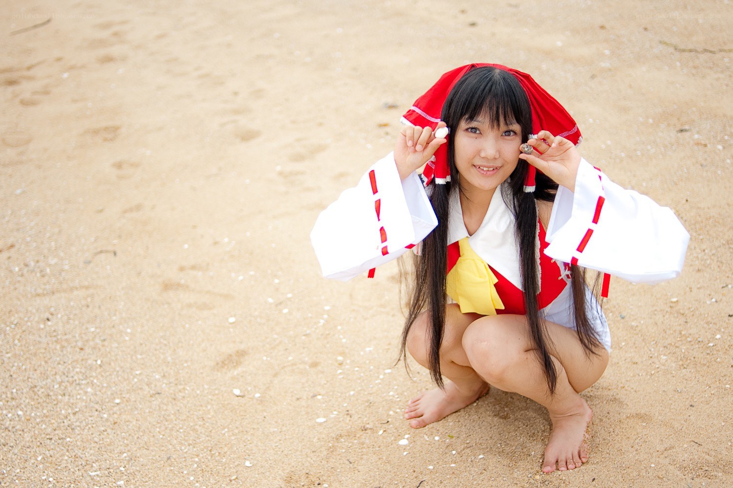 cosplayer on the beach