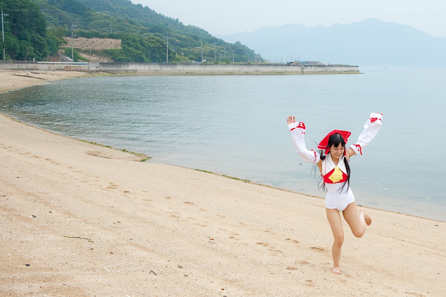 cosplayer on the beach