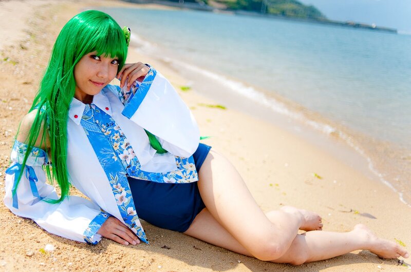 Cosplayer on the beach