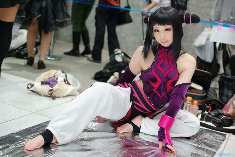 Cosplayer Sitting on Floor — Purple