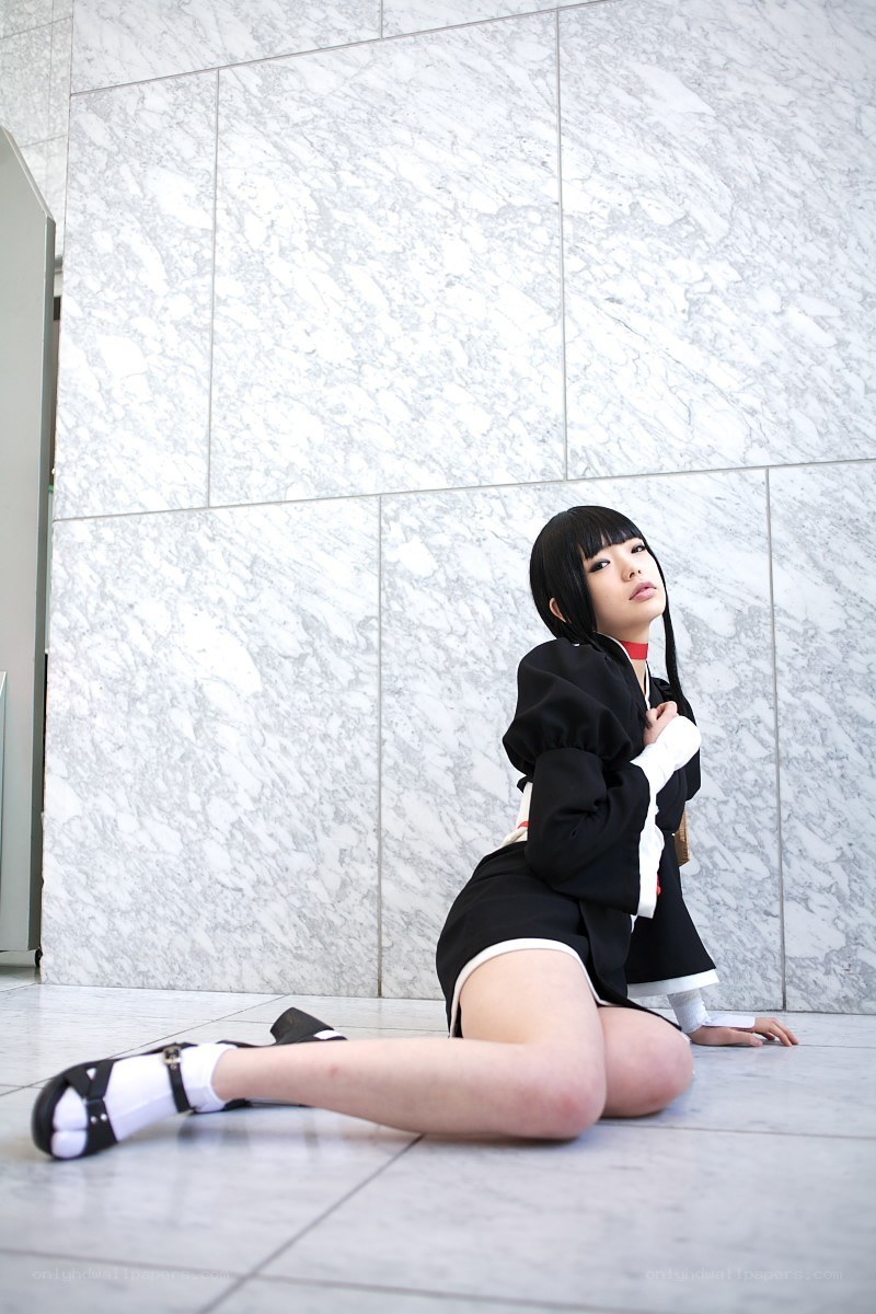 cosplayer sitting on floor
