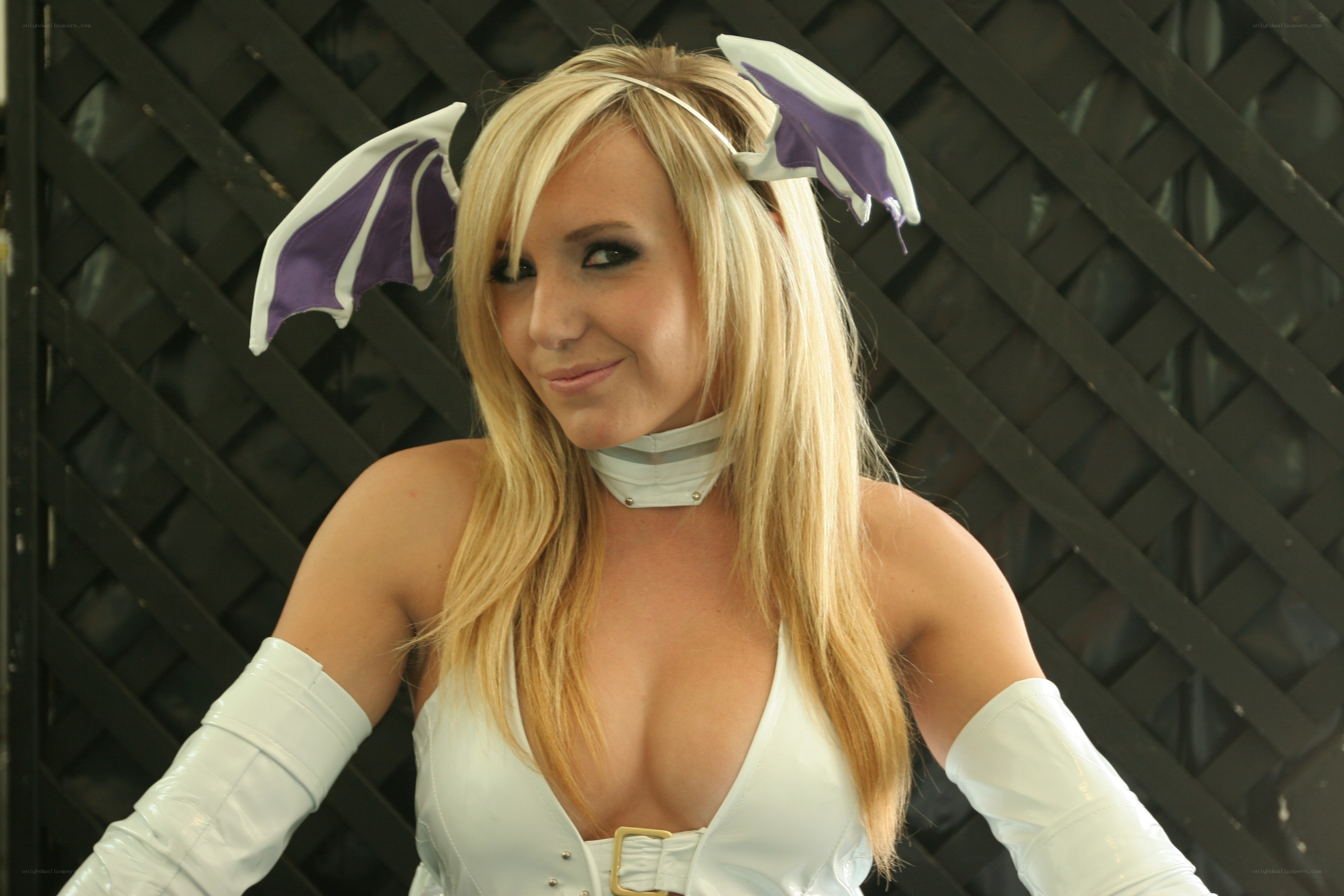 cosplayer with bat wings