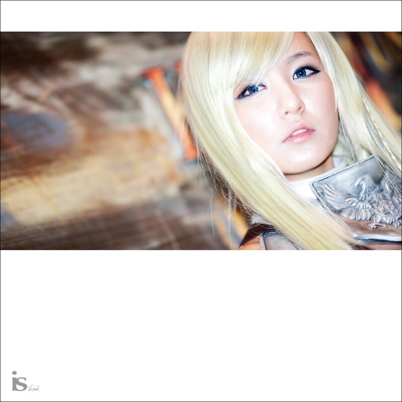 Cosplayer with Blonde Hair — White, Dramatic, Photograph