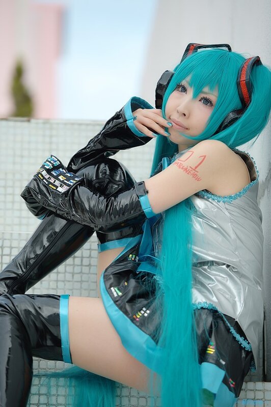 Cosplayer with Blue Hair — Playful, Afternoon, Photograph