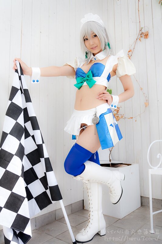 cosplayer with checkered flag