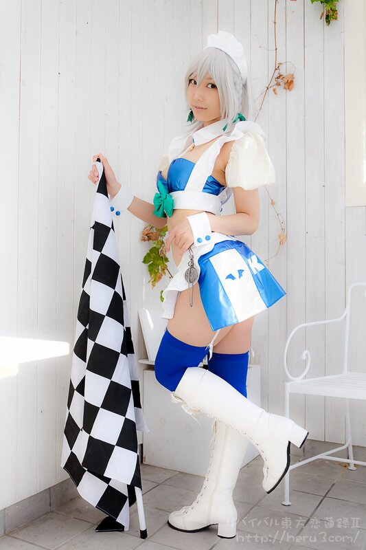cosplayer with checkered flag