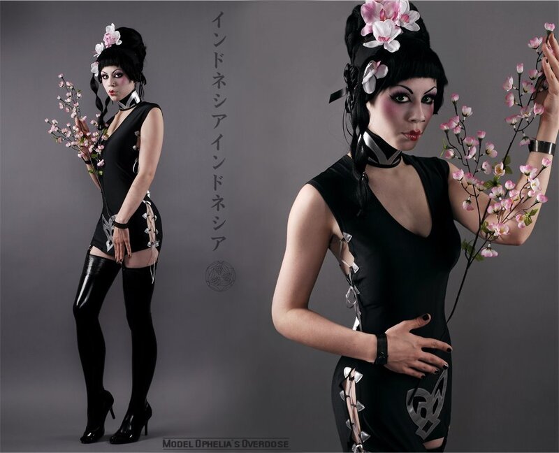 cosplayer with cherry blossoms