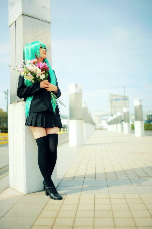 cosplayer with flowers