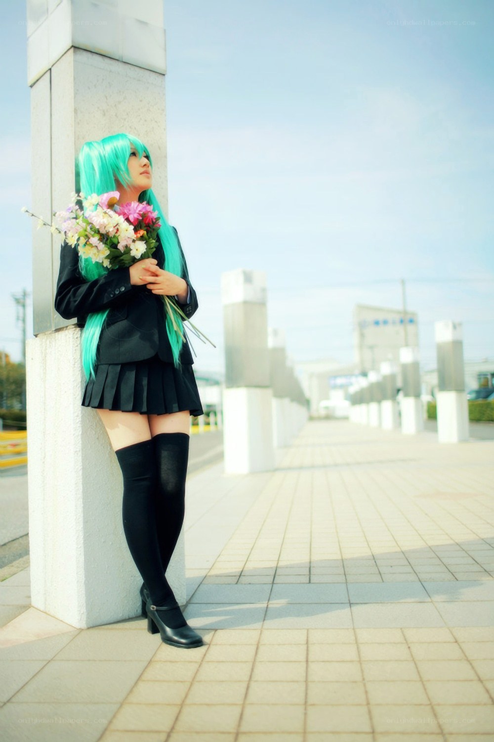 cosplayer with flowers
