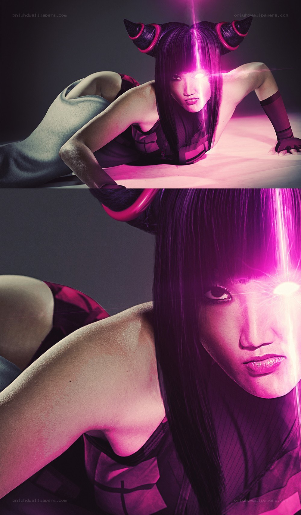 cosplayer with glowing eyes