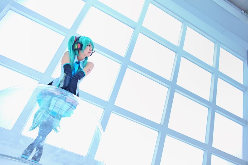 Cosplayer with Green Hair — Cyan, Serene