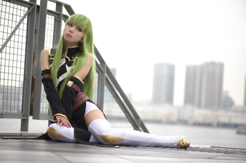 Cosplayer with Green Hair — Dramatic