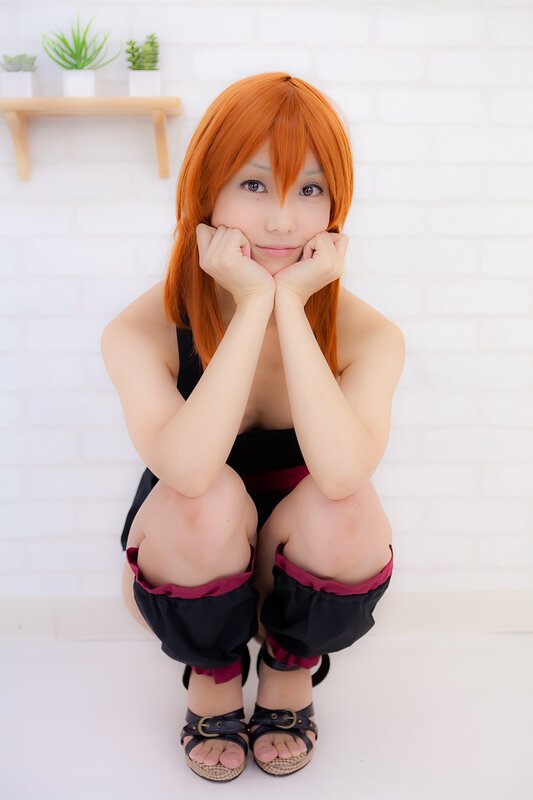 cosplayer with orange hair
