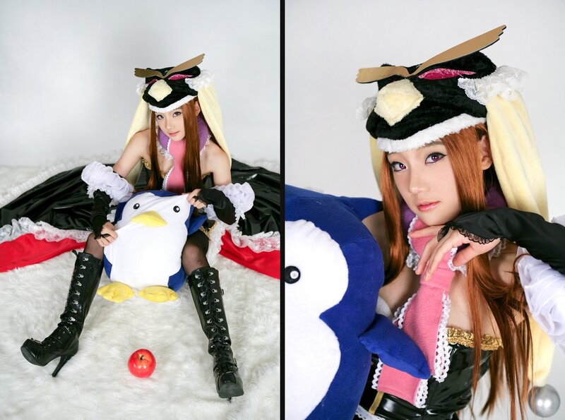 cosplayer with penguin plush