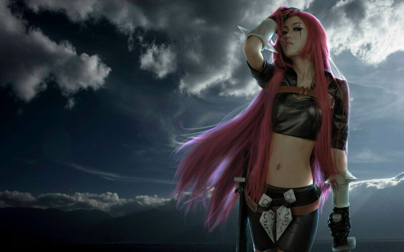 Cosplayer with Pink Hair — Dramatic, Night